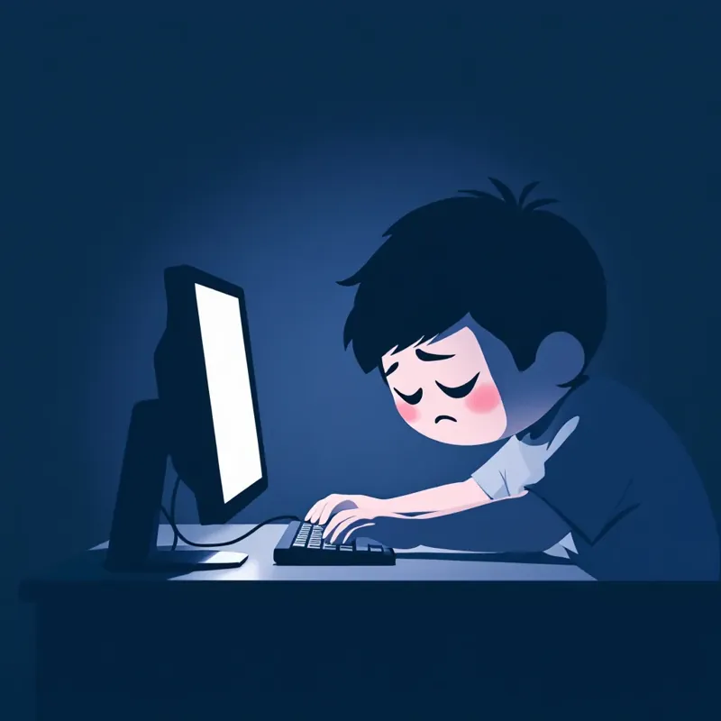 Persona que trabaja por la noche con su ordenador.
