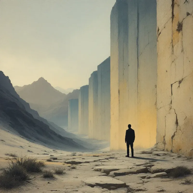 la tentación de abandonar: una persona no tiene ganas de continuar su difícil camino