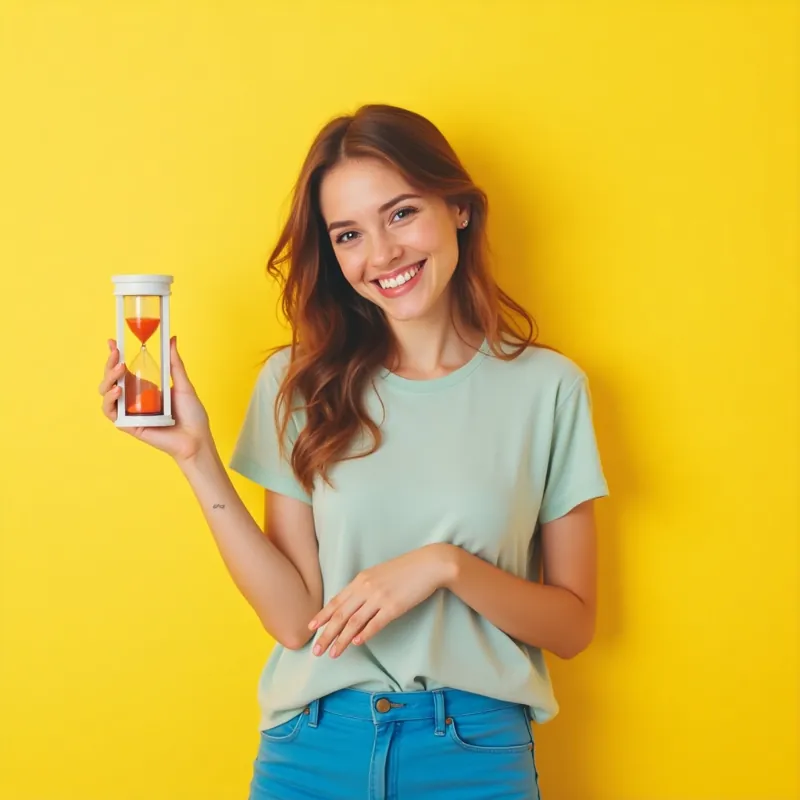 plan flexible para la semana: mujer sonriente sostiene un reloj